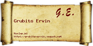Grubits Ervin névjegykártya